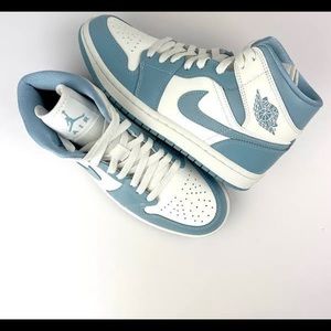 Women’s Air Jordan 1 Mid in Blue-sail. Brand new and I only tried them on once.